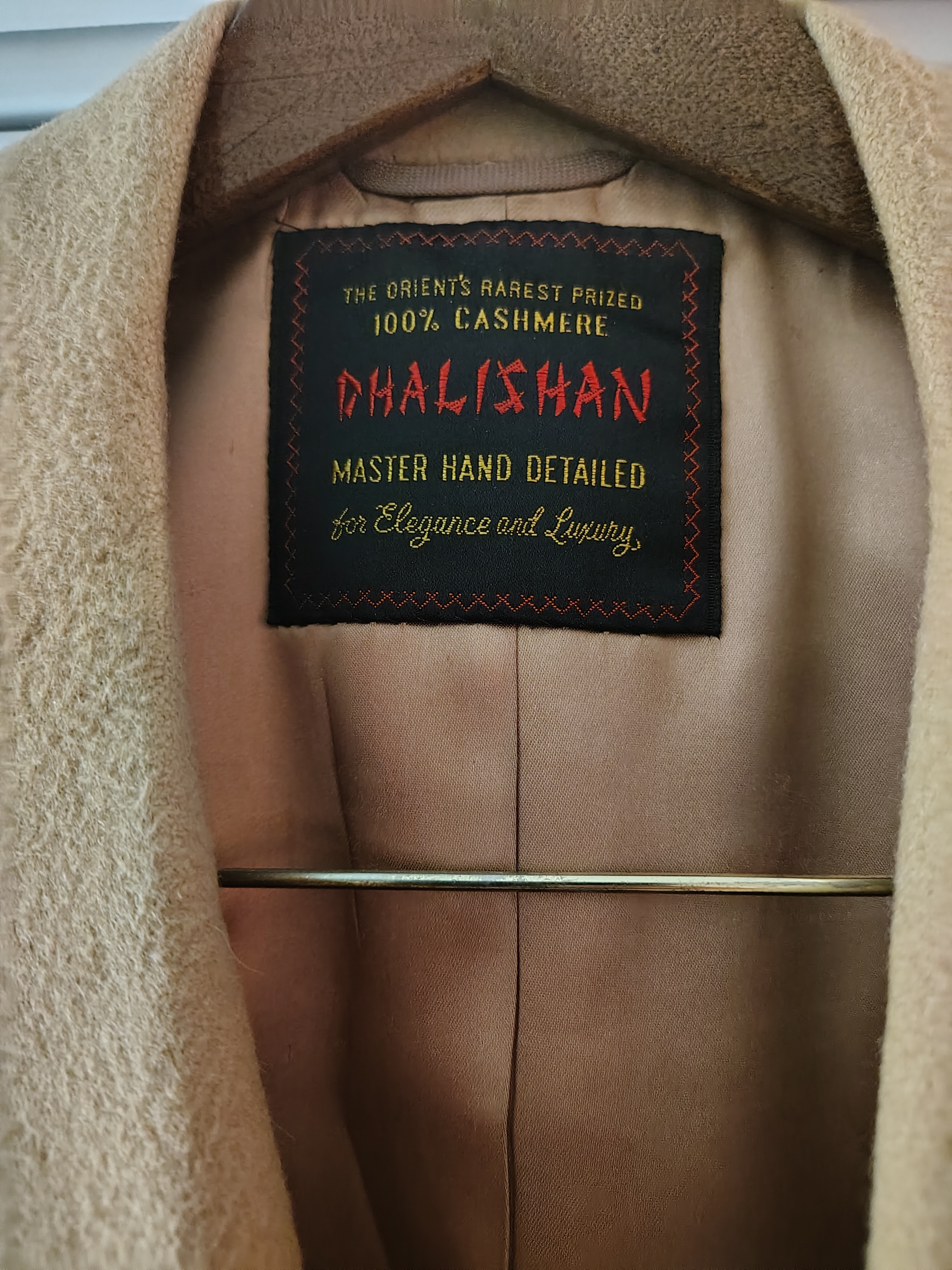 Dhalishan Menâs Beige Cashmere Pea Coat